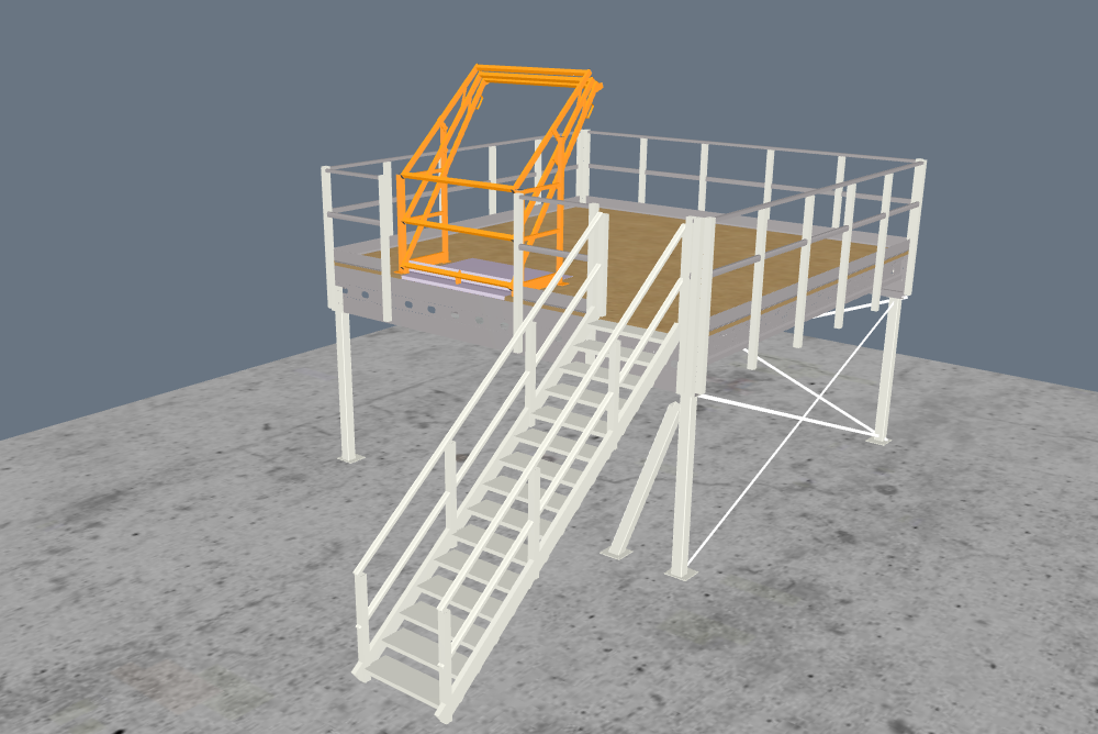 Lagerbühne 5x5m, mit Palettenübergabe, Treppe und Geländer
