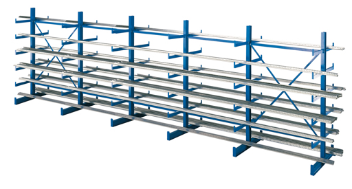 Kragarmregal Set K1000, doppelseitig, Höhe 2.000 mm