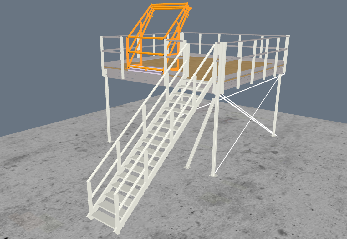 Lagerbühne 5x5m, mit Palettenübergabe, Treppe und Geländer