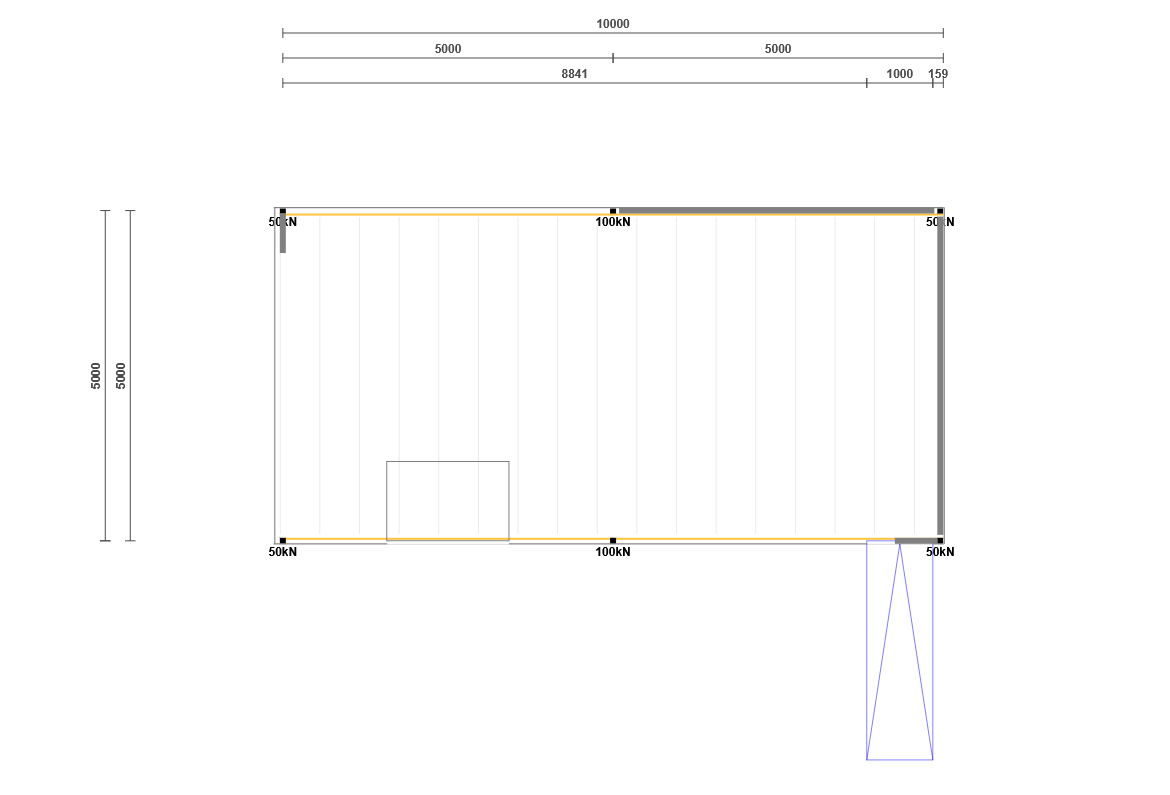 Lagerbühne 10x5m, mit Palettenübergabe, Treppe und Geländer