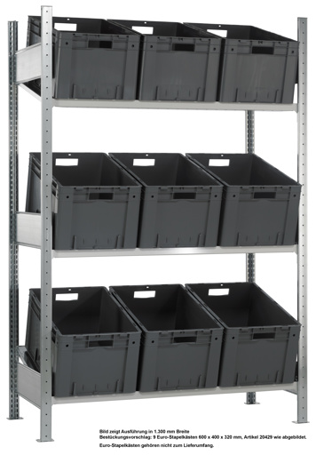 Schrägbodenregal MULTIplus 150, für Behälter und Kästen