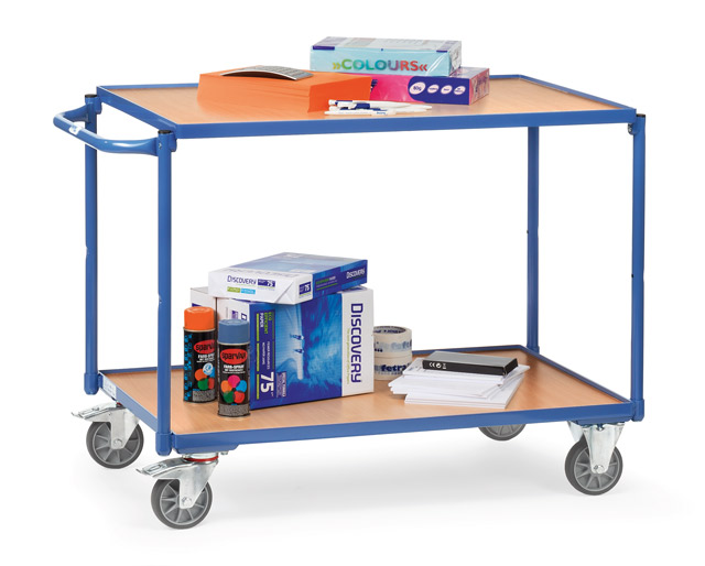 Leichter Tischwagen, Tragkraft 300 kg, 2 Etagen, gerader Bügel