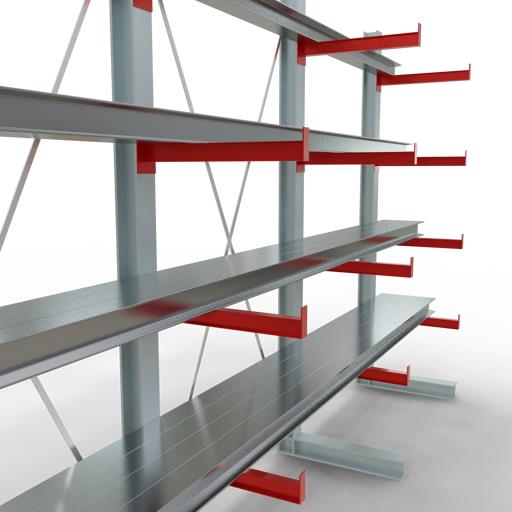 Einseitiges Kragarmregal-Set K3000 (für mittlere Belastungen)