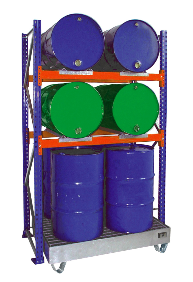 Fassregal mit Auffangwanne SERIE 3000 (Lagerung stehend+liegend)