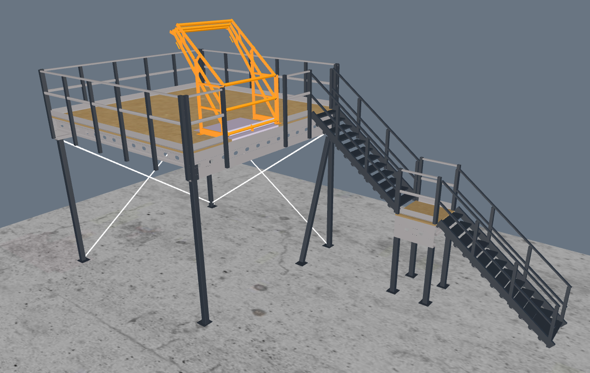 Lagerbühne 5x5m, mit Palettenübergabe, Treppe und Geländer