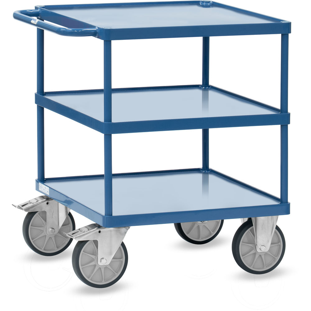 Kleiner Tischwagen mit Stahlblech-Wannen, Tragkraft 600 kg