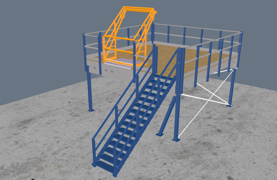 Lagerbühne 5x5m, mit Palettenübergabe, Treppe und Geländer