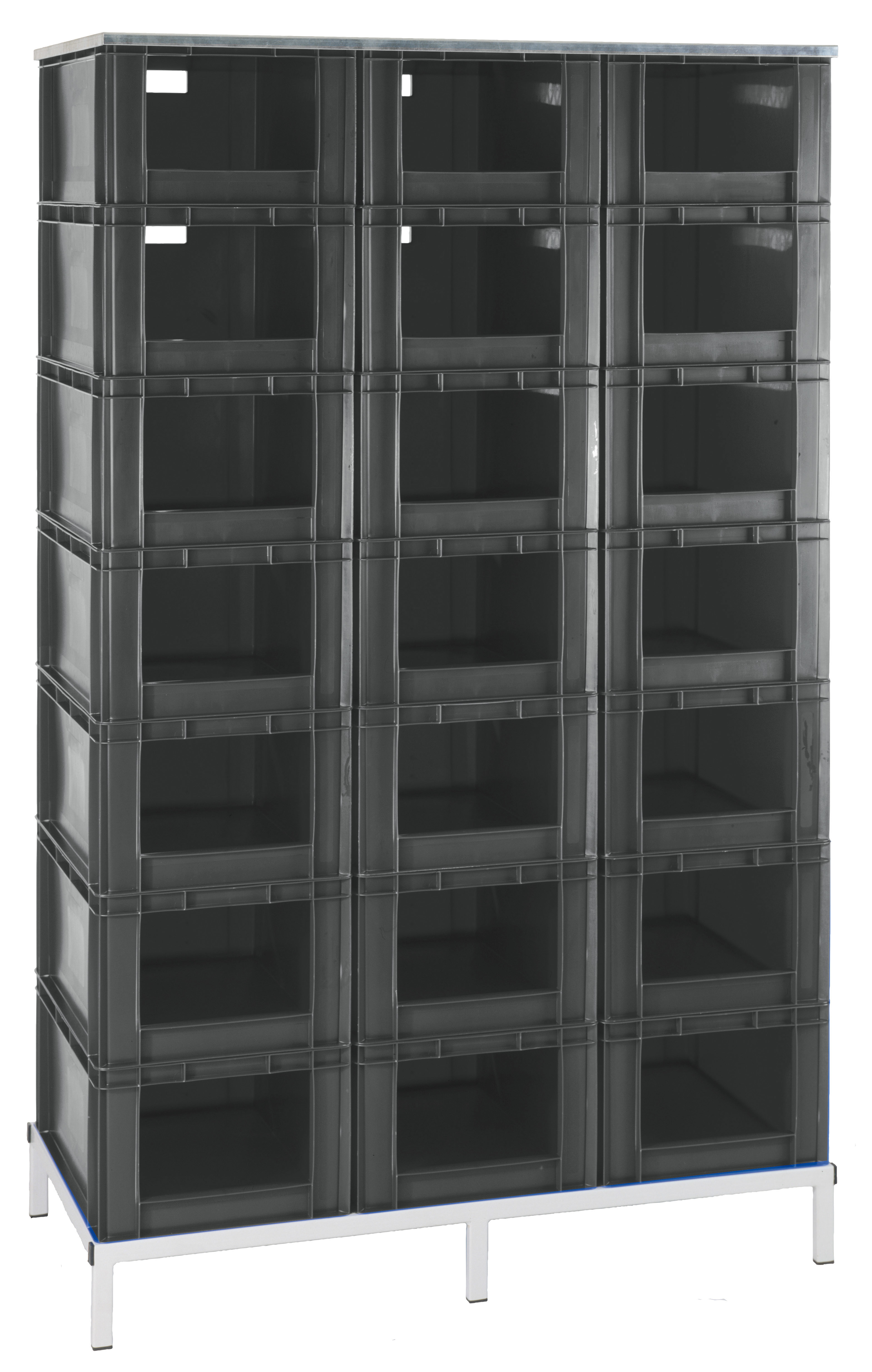 Stationäres VTK-Stapelkasten-Regal (L1215 x B607 mm)
