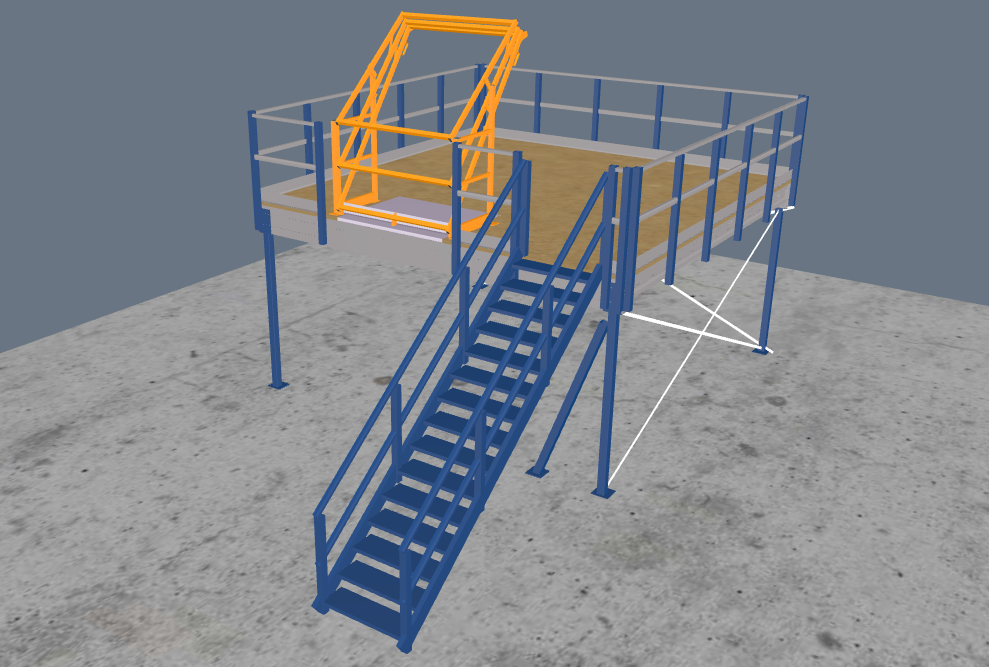 Lagerbühne 5x5m, mit Palettenübergabe, Treppe und Geländer