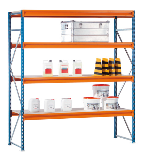 W100 - Weitspannregal mit Spanplatten-Böden - Für schwere Lasten