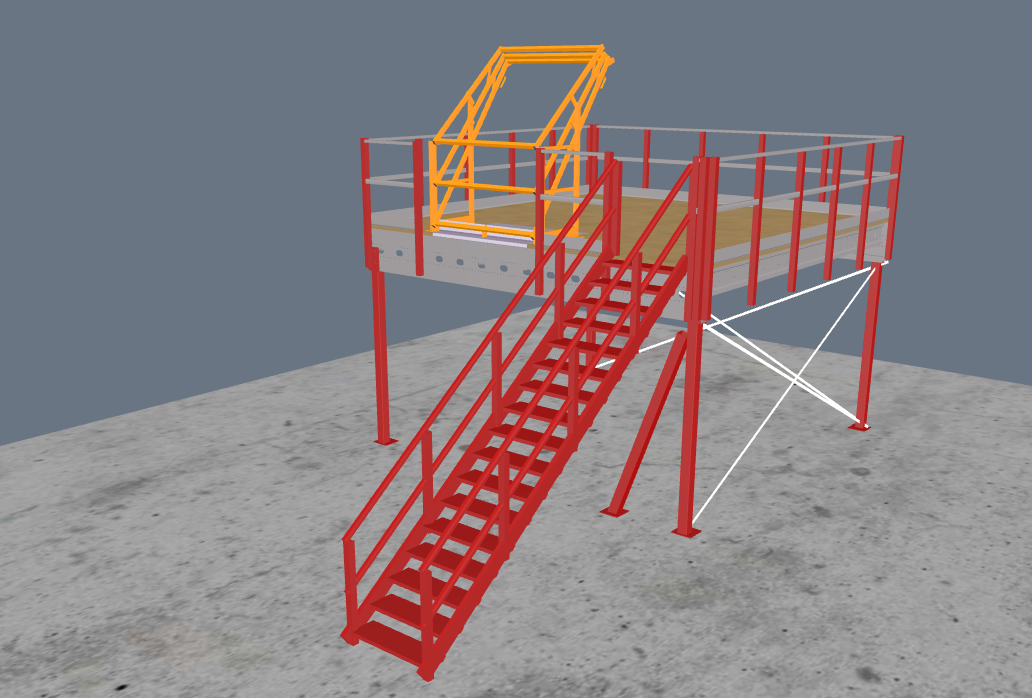 Lagerbühne 5x5m, mit Palettenübergabe, Treppe und Geländer