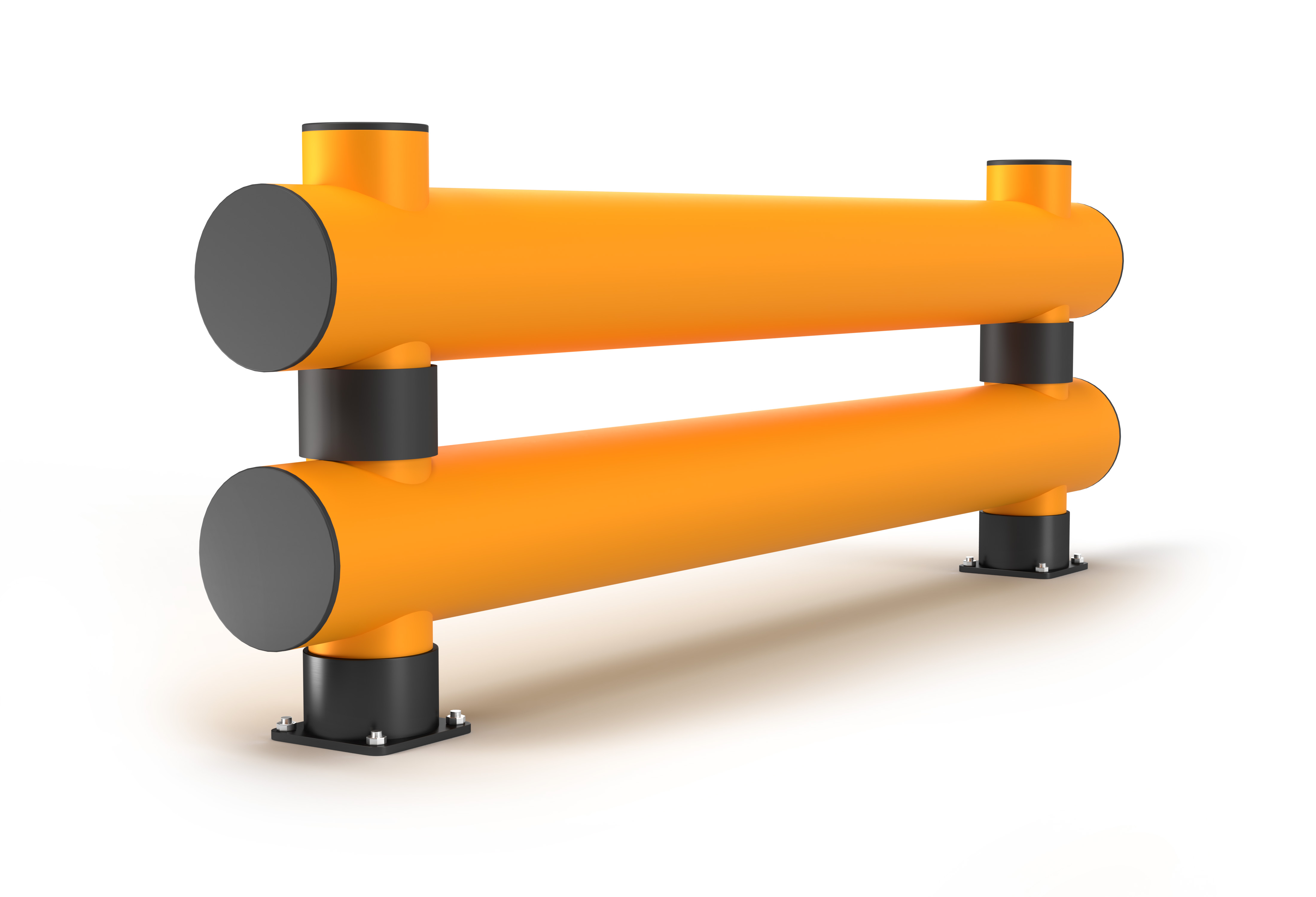 Rammschutzbarriere Doppelplanke, H 690 mm