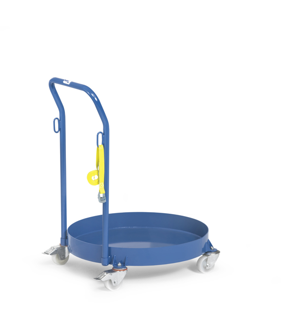 Fassroller mit Stahlblechwanne + Schiebebügel, Tragkraft 250 kg