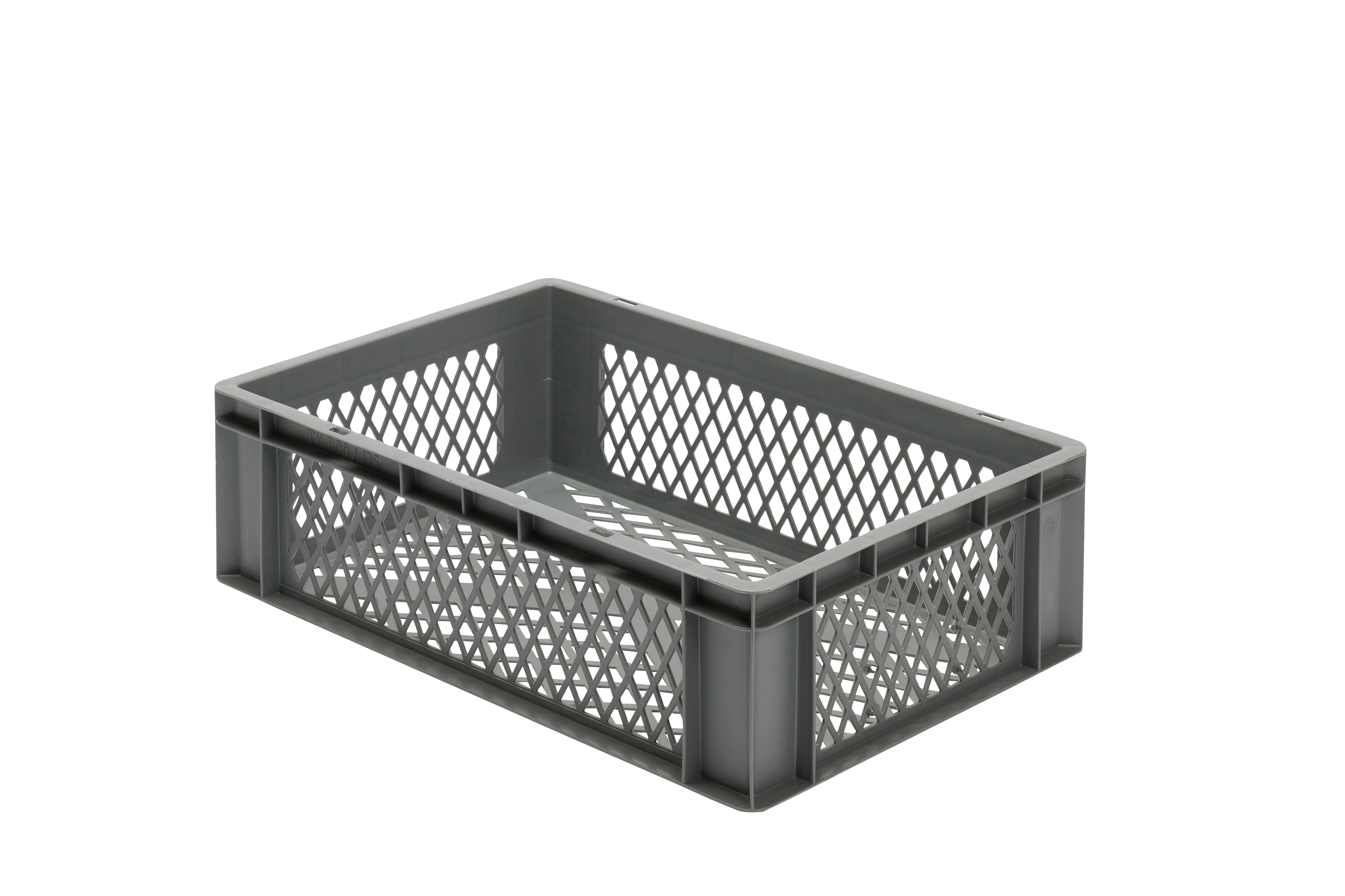 2 Stück Transport-Stapelkasten TK, L600 x B400 mm, Wände & Boden durchbrochen