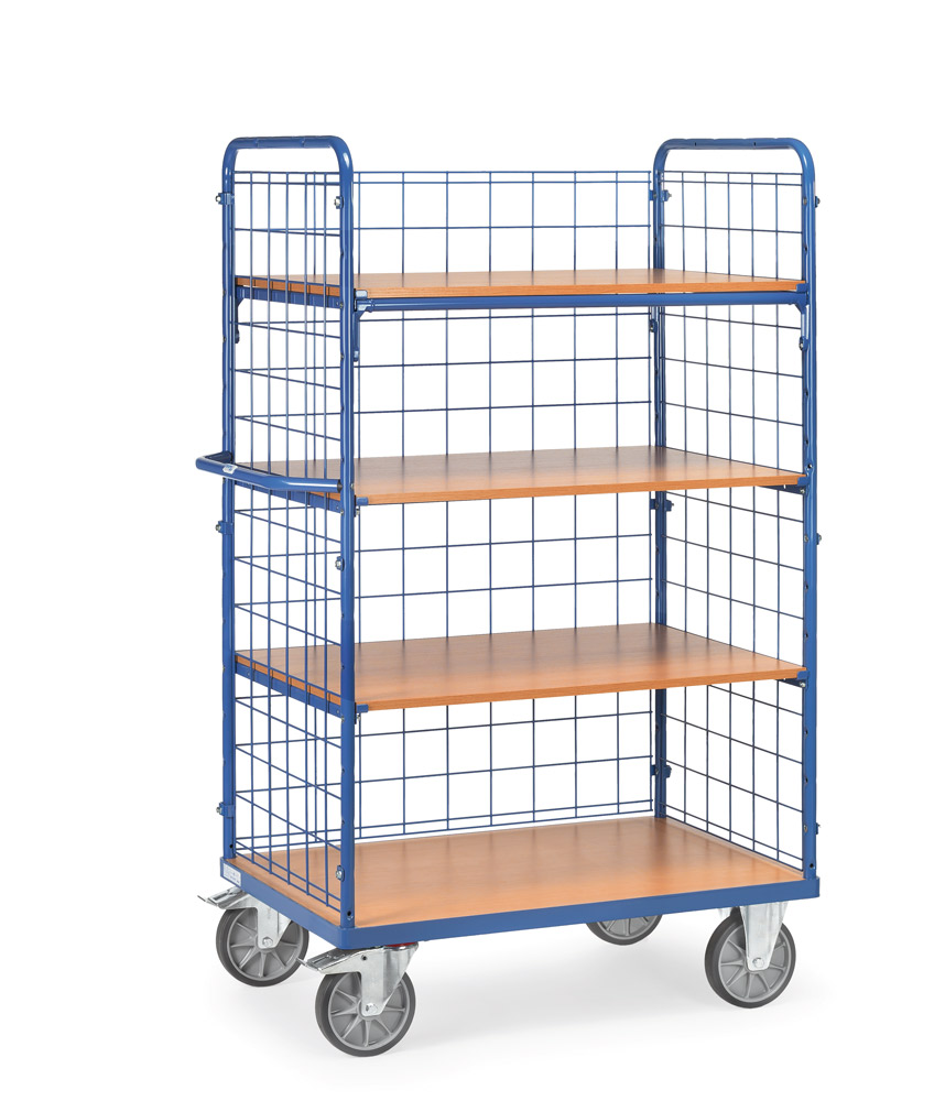 Etagenwagen mit Gitter-Stirn- und Rückseiten, 4 Etagen, Tragkraft 600 kg