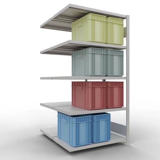 Stecksystem Doppel-Anbauregal, MULTIplus 250 kg, mit Längenriegel