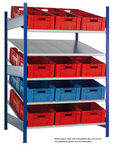 XL-Schrägbodenregal MULTIplus 150, für Behälter und Kästen