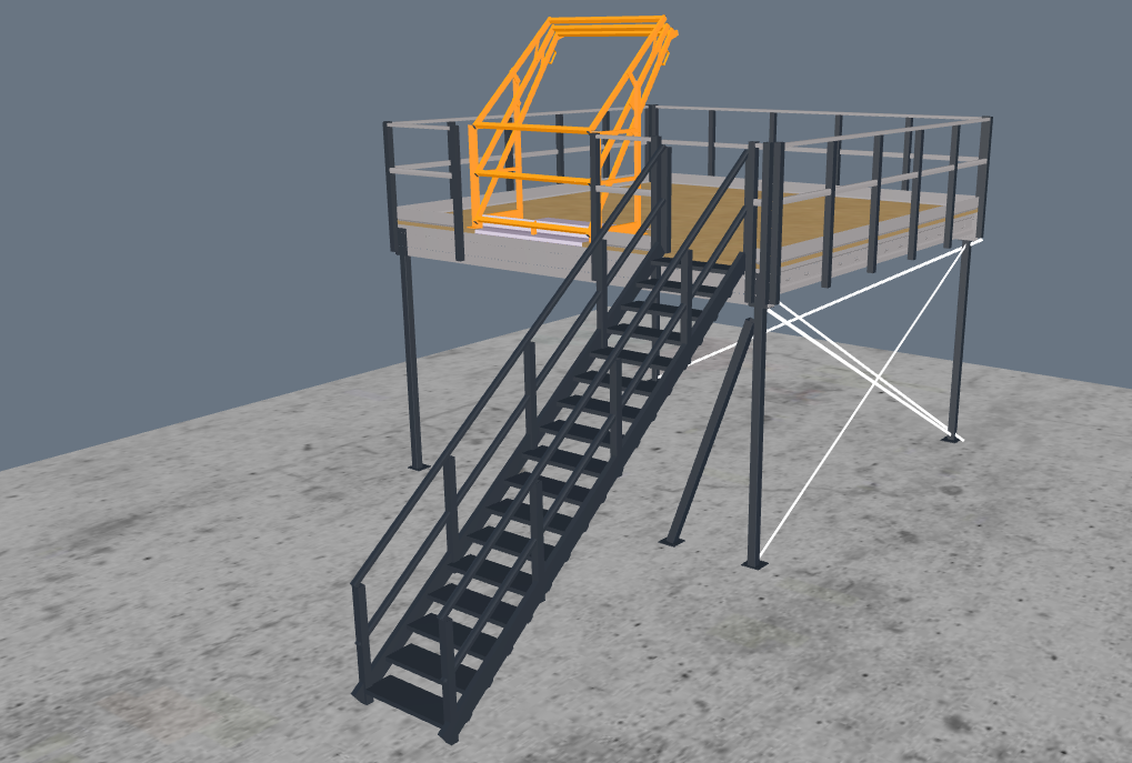 Lagerbühne 5x5m, mit Palettenübergabe, Treppe und Geländer