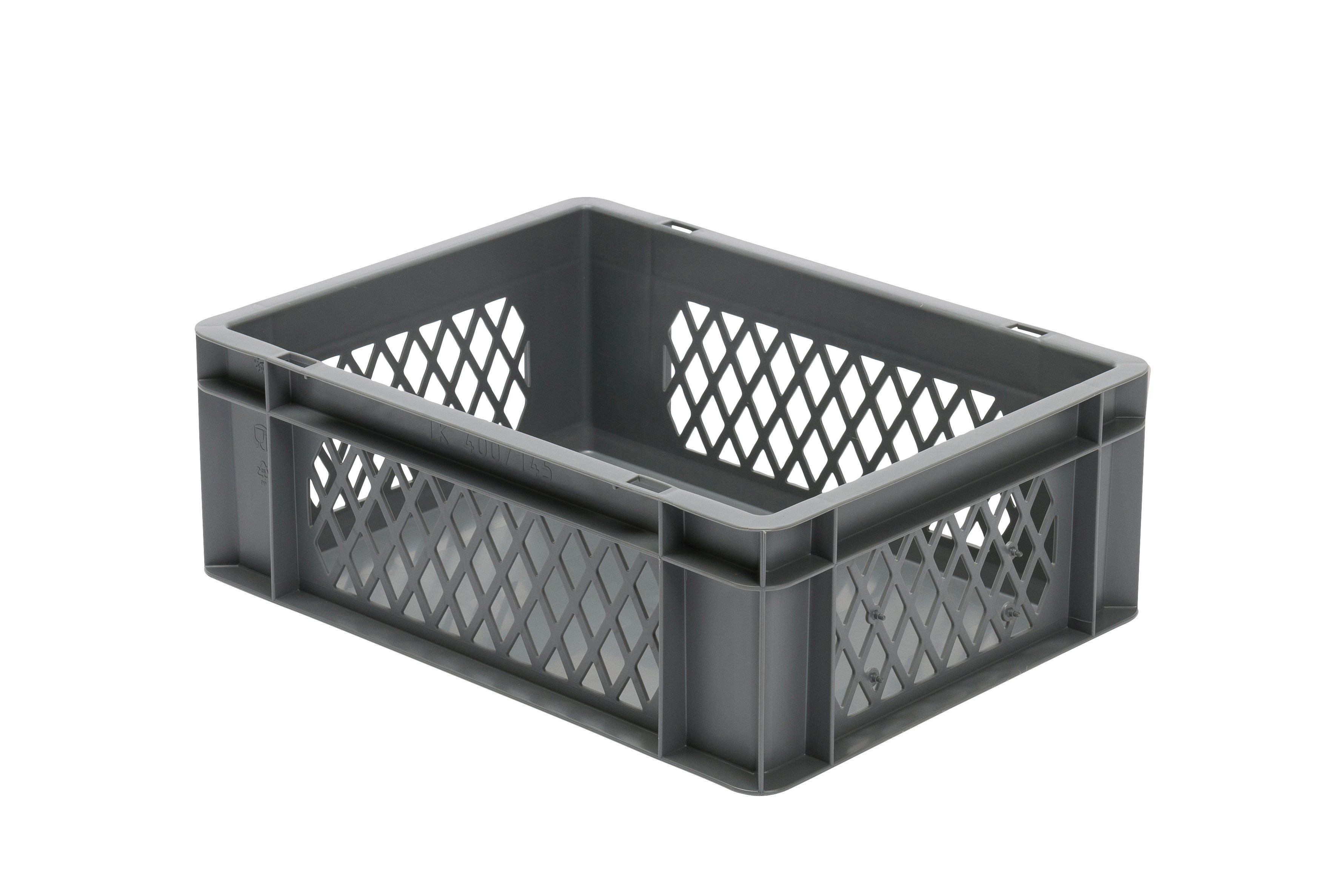 4 Stück Transport-Stapelkasten TK, L400 x B300 mm, Wände durchbrochen