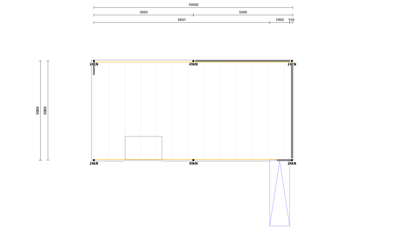 Lagerbühne 10x5m, mit Palettenübergabe, Treppe und Geländer