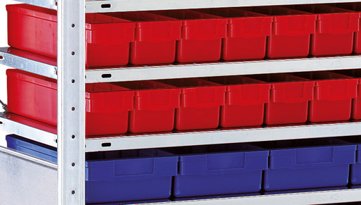 Kleinteileregal-Set 2 mit 110 Regalkästen auf 15 Ebenen, verzinkt