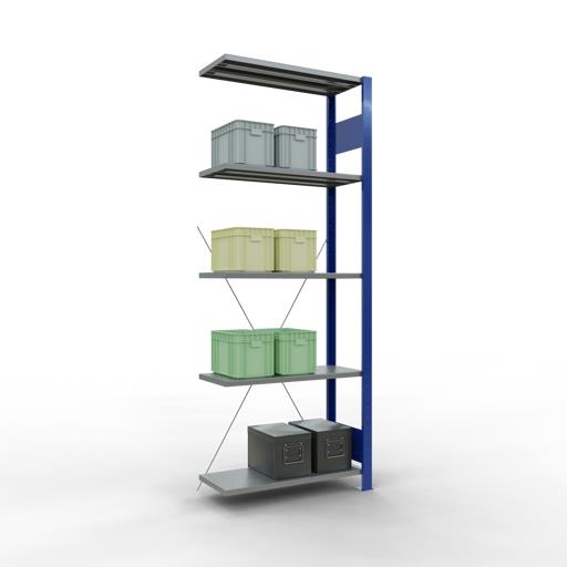 Stecksystem Anbauregal, MULTIplus 150 kg, einseitig nutzbar (Kreuzstreben)