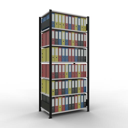 Büroregal, Stecksystem MULTIplus 150 kg, T600 mm, beidseitig nutzbar