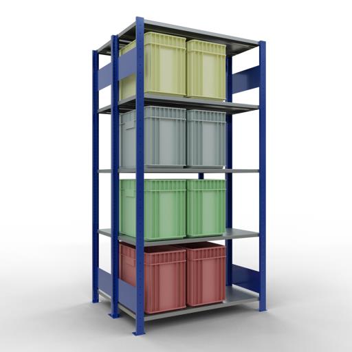 Stecksystem Doppel-Grundregal, MULTIplus 150 kg, mit Längenriegel