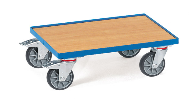 Eurokasten-Roller mit Holz-Plattform und Rand, Tragkraft 250 kg