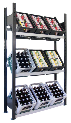 Getränkekistenregal mit 3 Ebenen, schwarz/silber