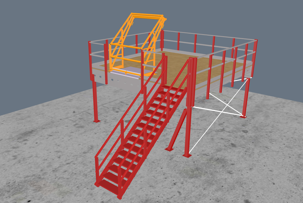 Lagerbühne 5x5m, mit Palettenübergabe, Treppe und Geländer