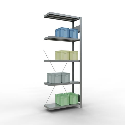 Stecksystem Anbauregal, MULTIplus 250 kg, einseitig nutzbar (Kreuzstreben)