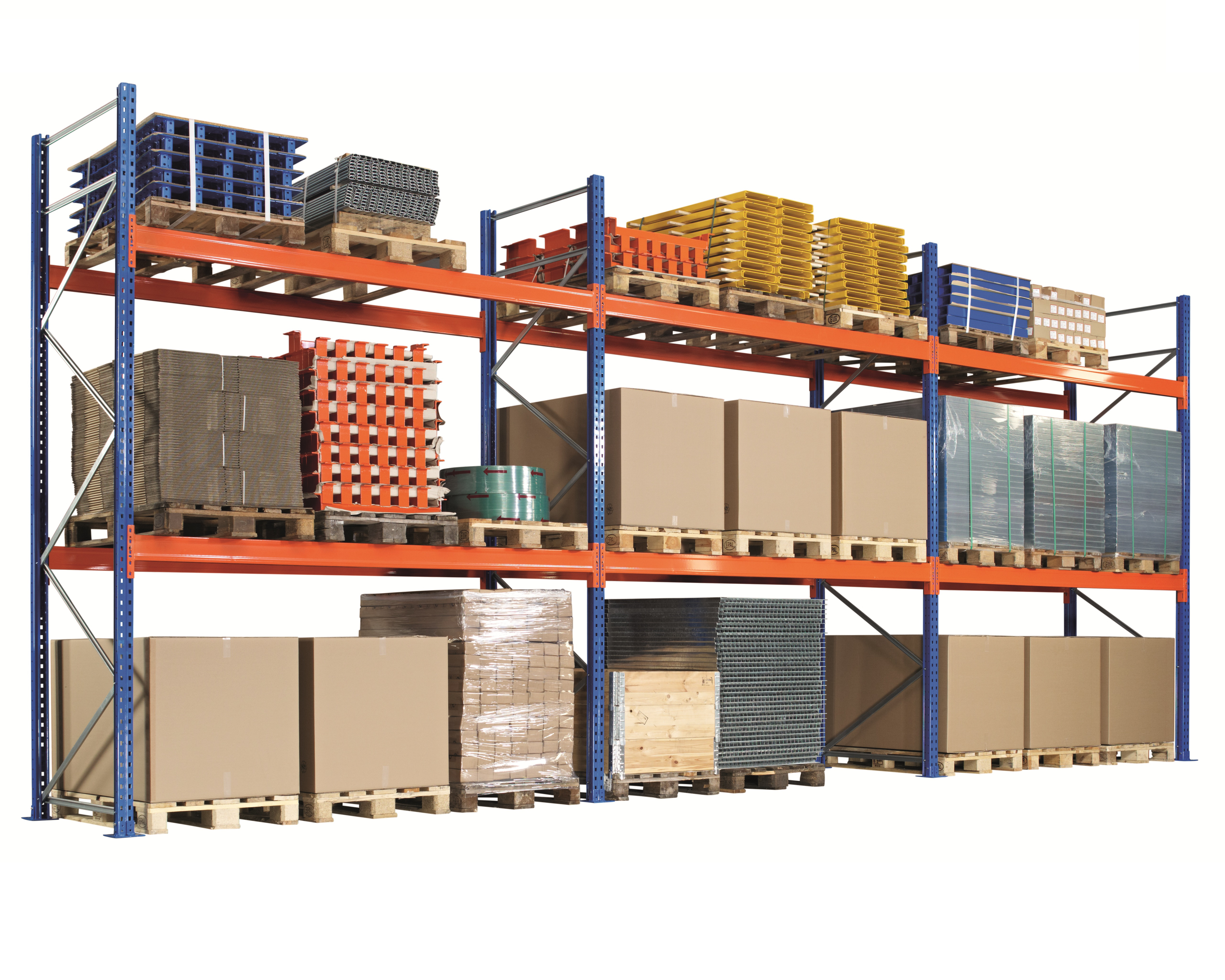 Regalsystem für die Lagerung von Europlatten und Gitterboxen