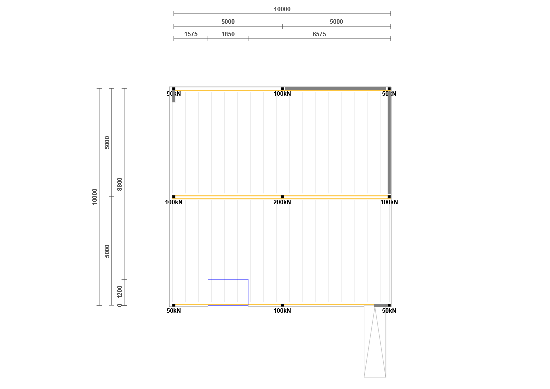 Lagerbühne 10x10m, mit Palettenübergabe, Treppe und Geländer