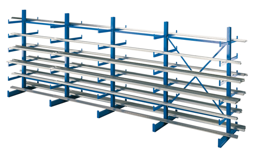 Kragarmregal Set K1000, doppelseitig, Höhe 2.000 mm
