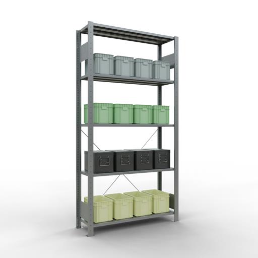 Stecksystem Grundregal, MULTIplus 85 kg, einseitig nutzbar (Kreuzstreben)