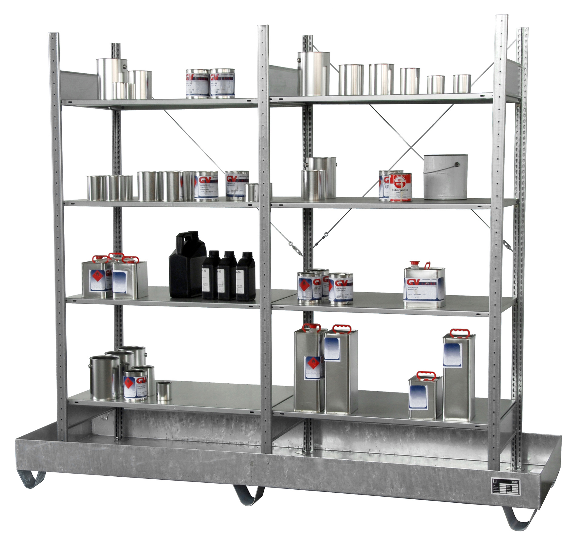 Kleingebinderegal mit Auffangwannen SERIE 3000