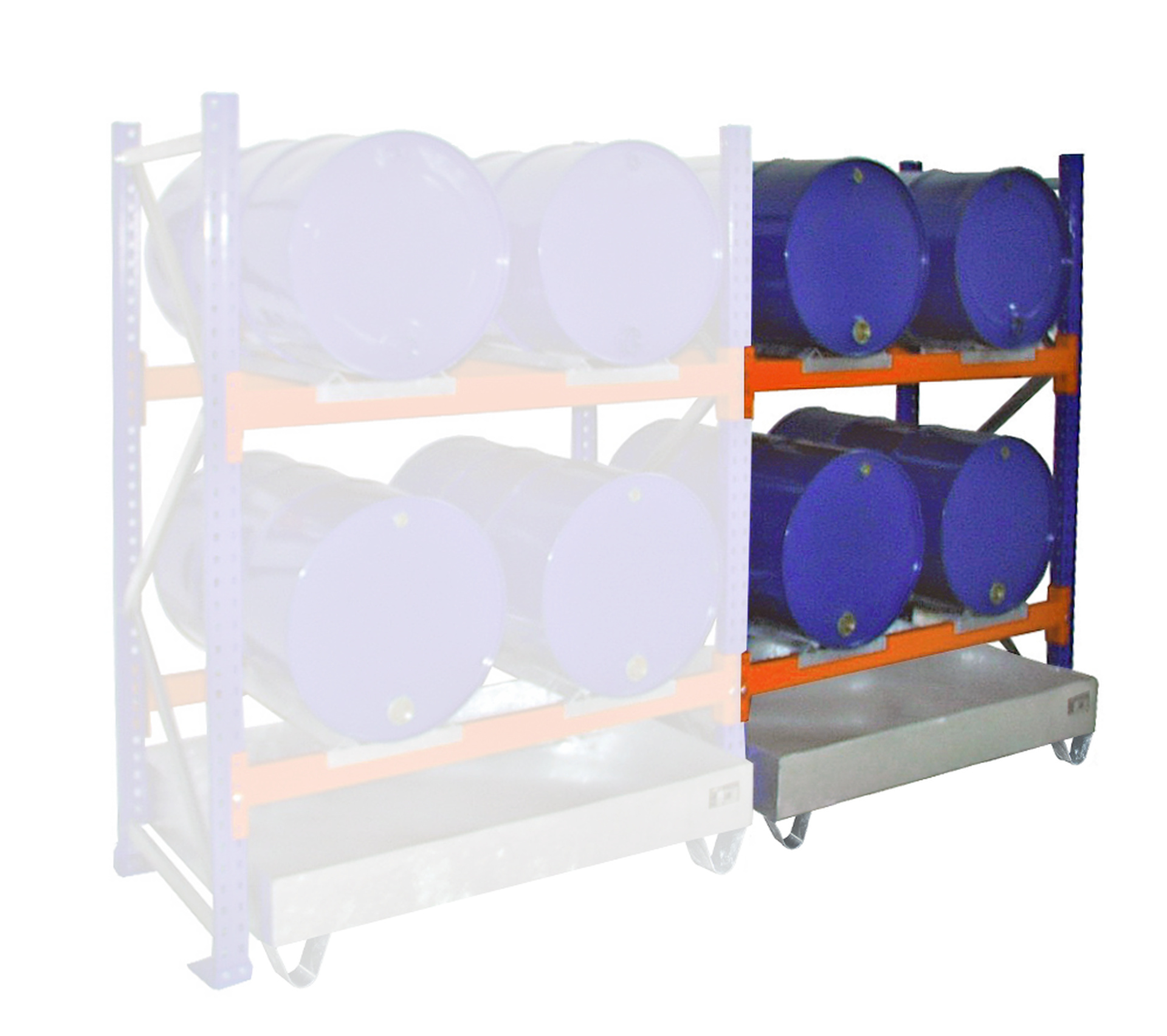 Fassregal mit Auffangwanne SERIE 3000 (Lagerung liegend)