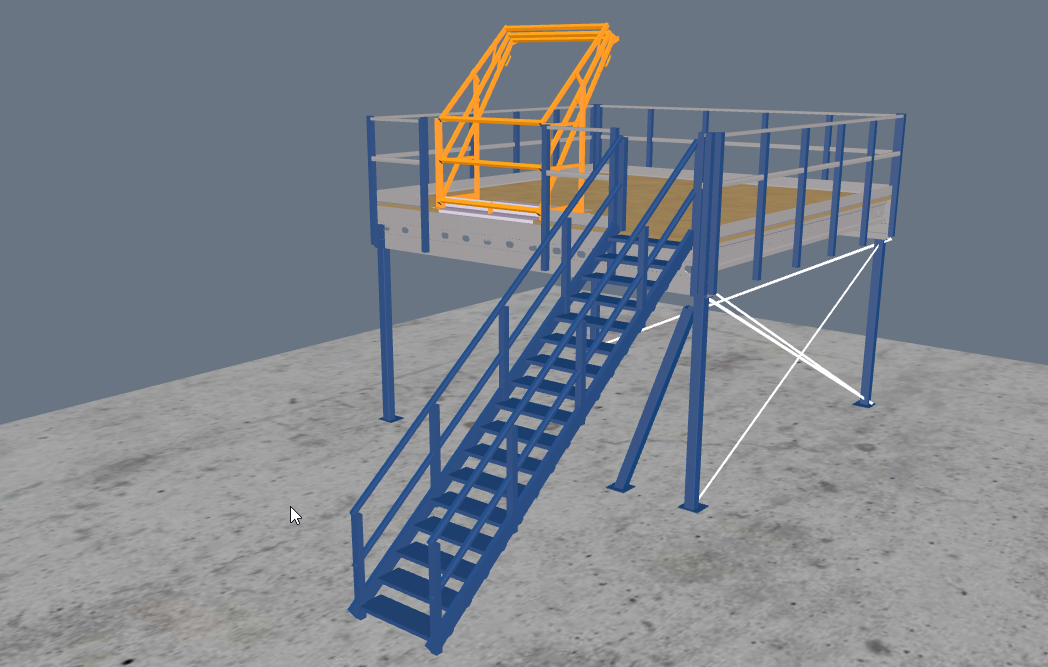 Lagerbühne 5x5m, mit Palettenübergabe, Treppe und Geländer