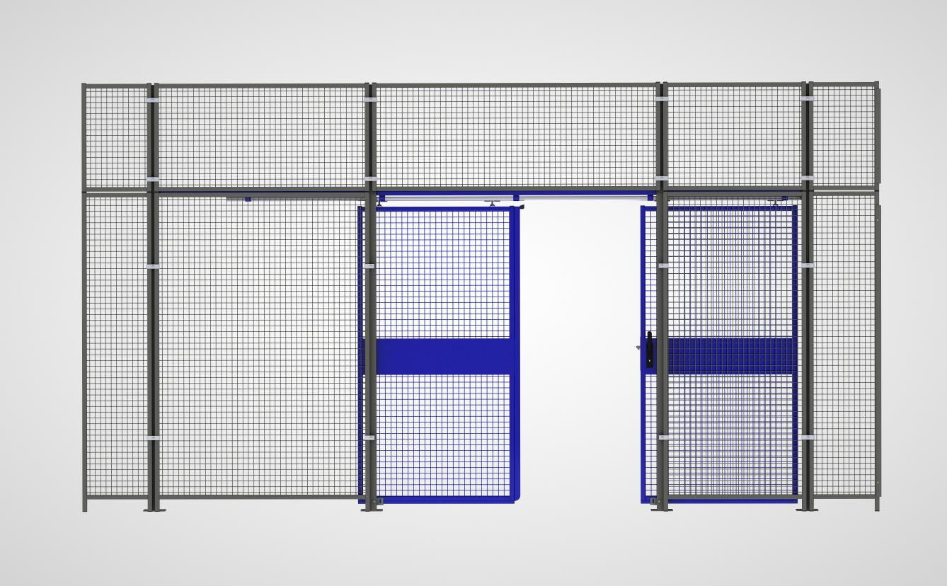 Schiebetür, zweiflügelig, Acrylglas/Blech-Kombination (System 9200)
