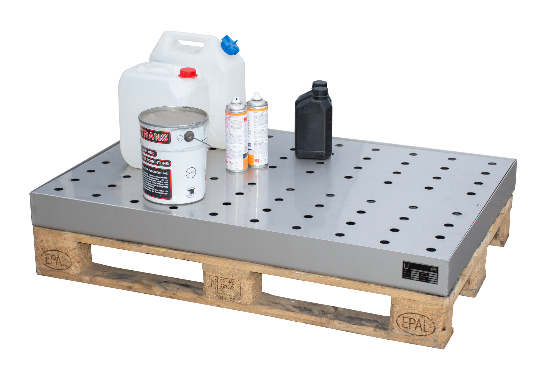 Kleingebindewanne für Paletten KGW-P/M (mit Lochblech-Rost)