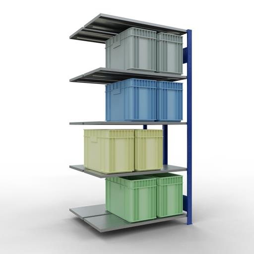 Stecksystem Doppel-Anbauregal, MULTIplus 150 kg, mit Längenriegel