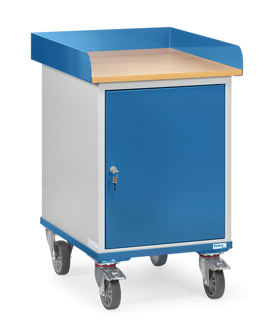 Rollschrank mit Arbeitsplatte und Abrollrand