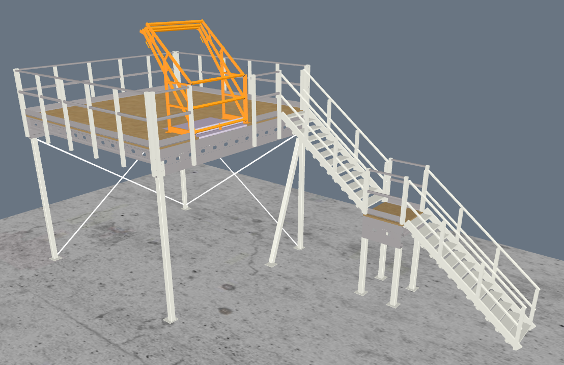 Lagerbühne 5x5m, mit Palettenübergabe, Treppe und Geländer
