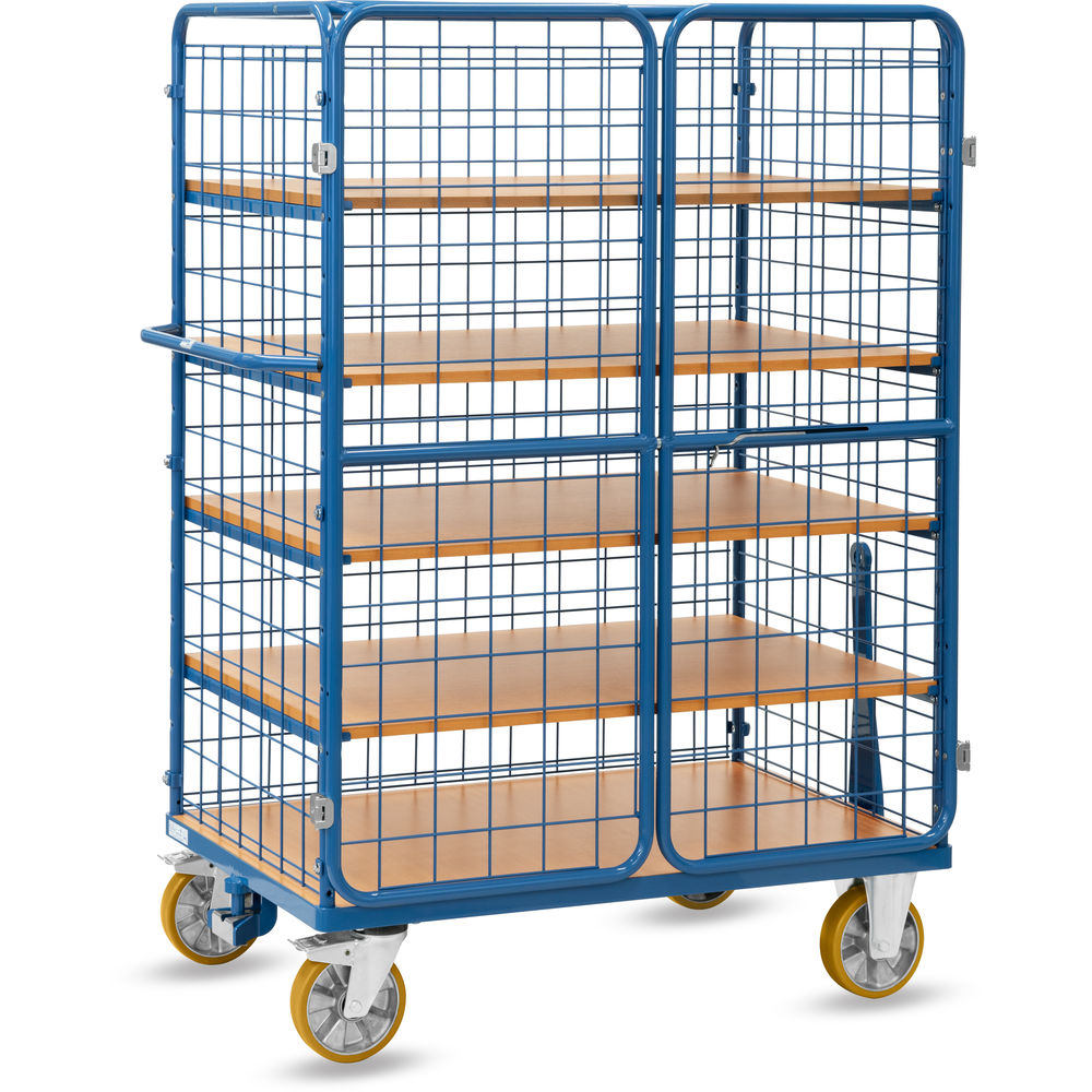 Etagenwagen als Routenzug, 3-seitig Gitter, mit Türen, Tragkraft 600 kg