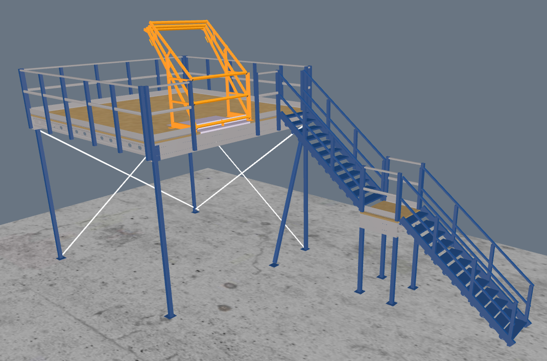 Lagerbühne 5x5m, mit Palettenübergabe, Treppe und Geländer