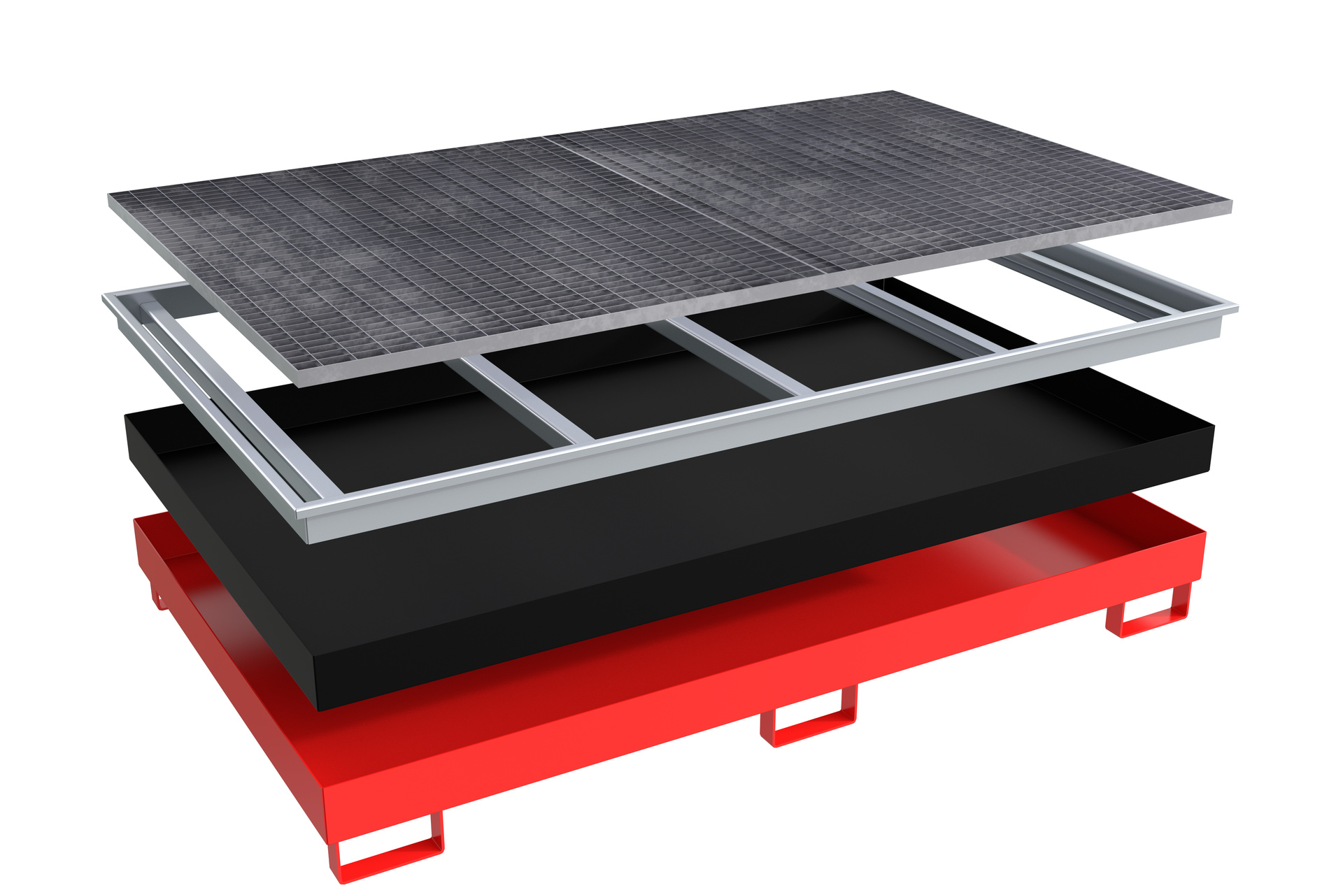 Regalwanne mit PE-Einsatz und Gitterrost Typ RW-GR PE