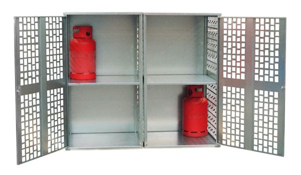 Gasflaschen-Schrank TYP GFD mit gelochten Türen und Seitenwänden