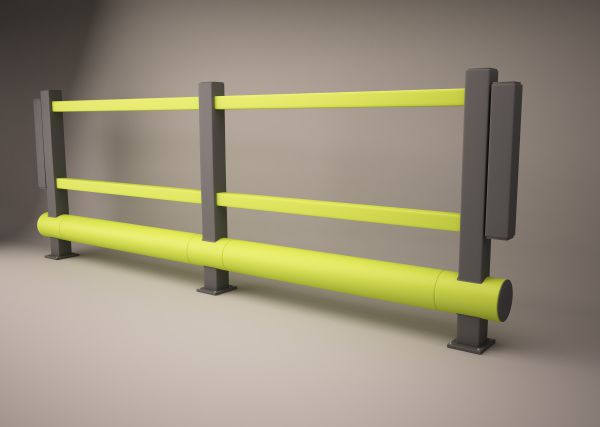 Wegetrennung, Handlauf + Rammschutz-Planke RackArmour